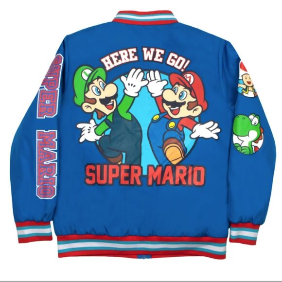 Nintendo Super Mario Licensed Bomber Jacket, Mario and Luigi Jacket (Size 8) - Picture 2 of 5
